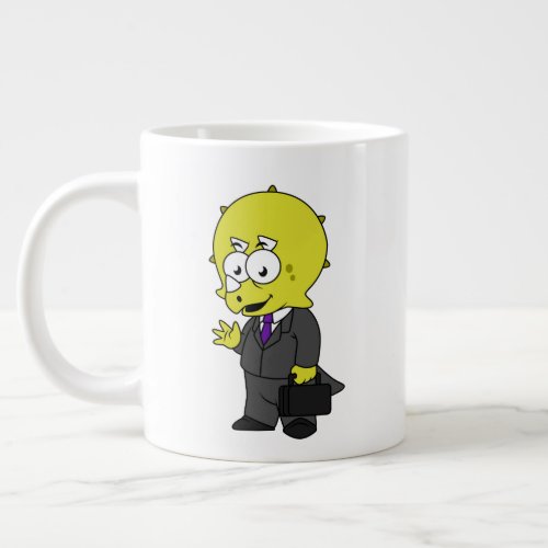 Illustration Of A Triceratops Businessman Giant Coffee Mug