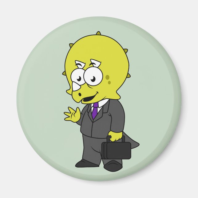 Illustration Of A Triceratops Businessman. Magnet (Front)