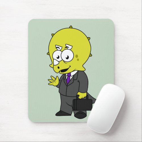 Illustration Of A Triceratops Businessman Mouse Pad