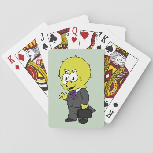 Illustration Of A Triceratops Businessman Playing Cards