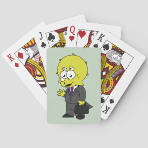 Illustration Of A Triceratops Businessman. Poker Cards