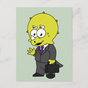 Illustration Of A Triceratops Businessman. Postcard