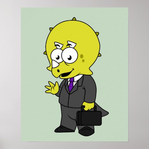 Illustration Of A Triceratops Businessman Poster