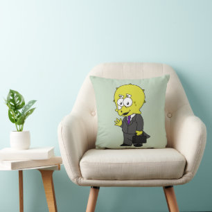 Illustration Of A Triceratops Businessman. Throw Pillow