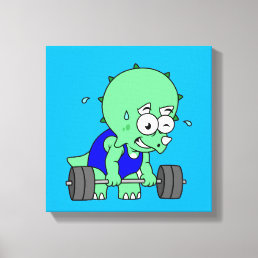 Illustration Of A Triceratops Lifting Weights. Canvas Print