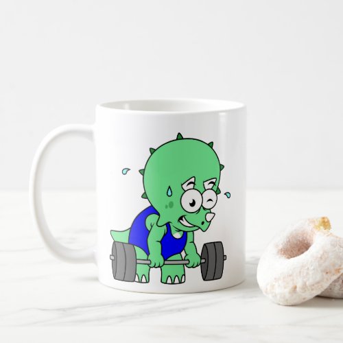 Illustration Of A Triceratops Lifting Weights Coffee Mug