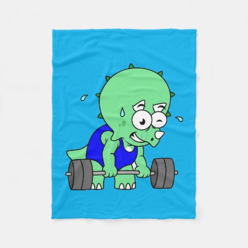 Illustration Of A Triceratops Lifting Weights Fleece Blanket