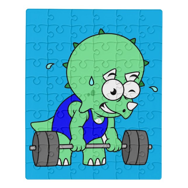 Illustration Of A Triceratops Lifting Weights. Jigsaw Puzzle (Puzzle Vertical)