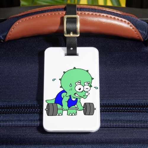 Illustration Of A Triceratops Lifting Weights Luggage Tag