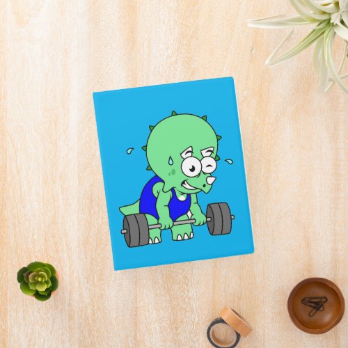 Illustration Of A Triceratops Lifting Weights Mini Binder