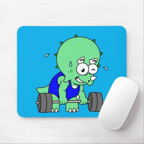 Illustration Of A Triceratops Lifting Weights Mouse Pad