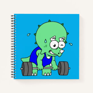 Illustration Of A Triceratops Lifting Weights. Notebook