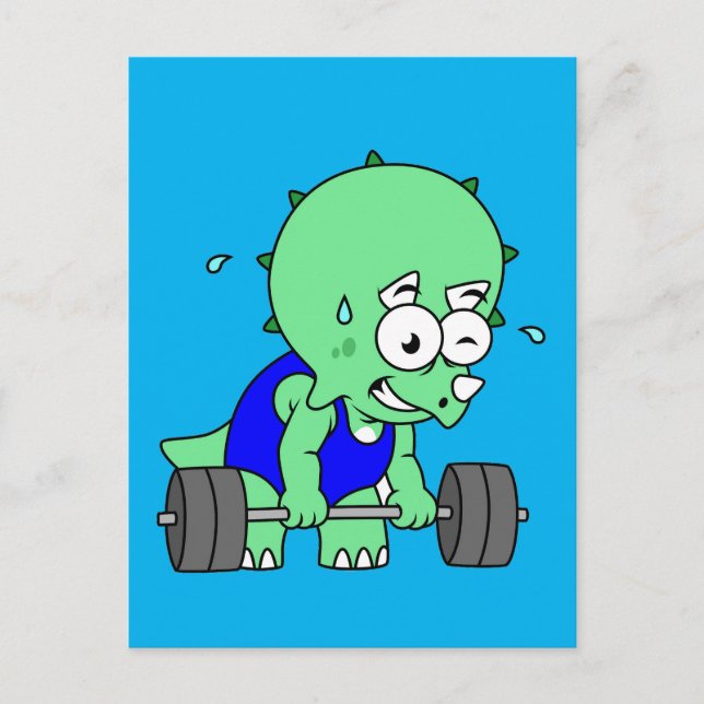 Illustration Of A Triceratops Lifting Weights. Postcard (Front)