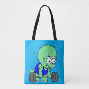 Illustration Of A Triceratops Lifting Weights. Tote Bag