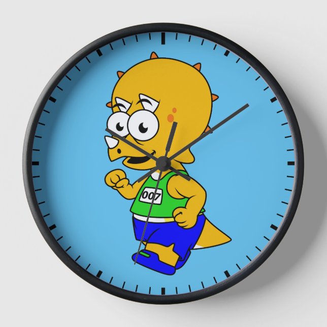 Illustration Of A Triceratops Runner. Clock (Front)
