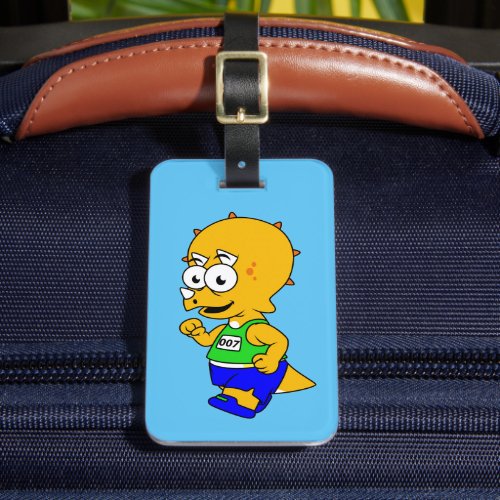 Illustration Of A Triceratops Runner Luggage Tag