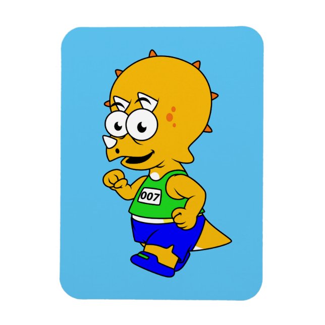 Illustration Of A Triceratops Runner. Magnet (Vertical)