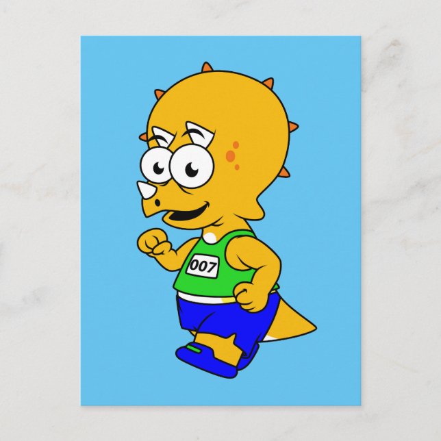 Illustration Of A Triceratops Runner. Postcard (Front)