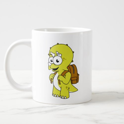 Illustration Of A Triceratops With Backpack Giant Coffee Mug
