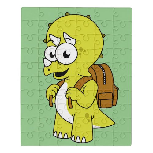 Illustration Of A Triceratops With Backpack Jigsaw Puzzle