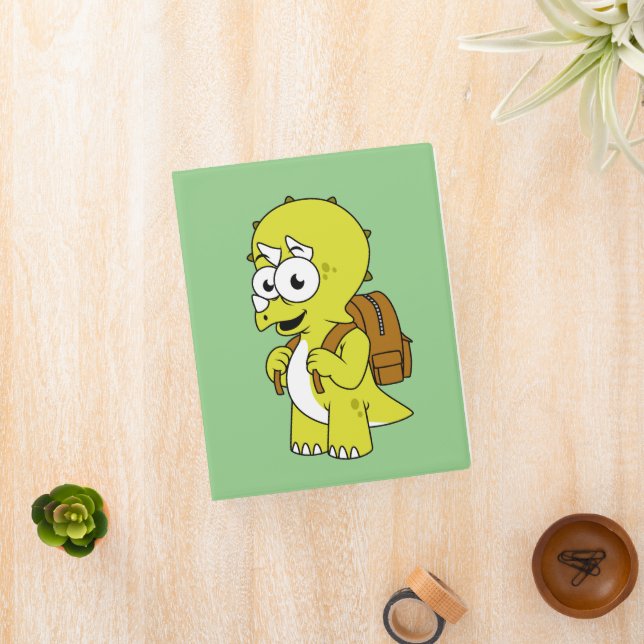 Illustration Of A Triceratops With Backpack. Mini Binder (InSitu)