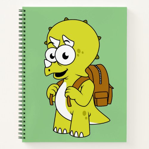 Illustration Of A Triceratops With Backpack Notebook