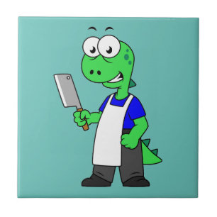 Illustration Of A Tyrannosaurus Rex Butcher. Ceramic Tile