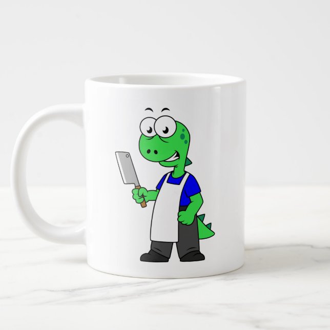 Illustration Of A Tyrannosaurus Rex Butcher. Giant Coffee Mug (Left)