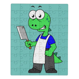 Illustration Of A Tyrannosaurus Rex Butcher. Jigsaw Puzzle