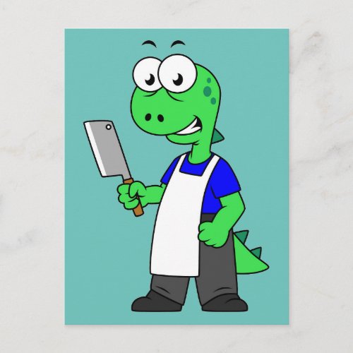 Illustration Of A Tyrannosaurus Rex Butcher Postcard