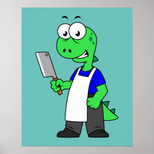 Illustration Of A Tyrannosaurus Rex Butcher. Poster