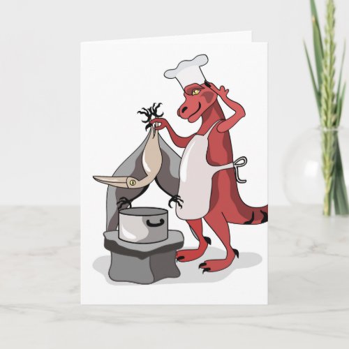 Illustration Of A Tyrannosaurus Rex Chef Cooking Card