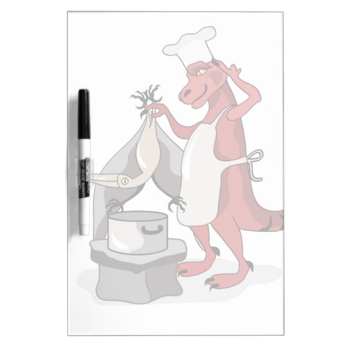 Illustration Of A Tyrannosaurus Rex Chef Cooking Dry Erase Board
