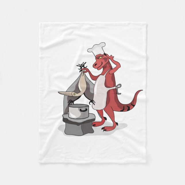 Illustration Of A Tyrannosaurus Rex Chef Cooking. Fleece Blanket (Front)