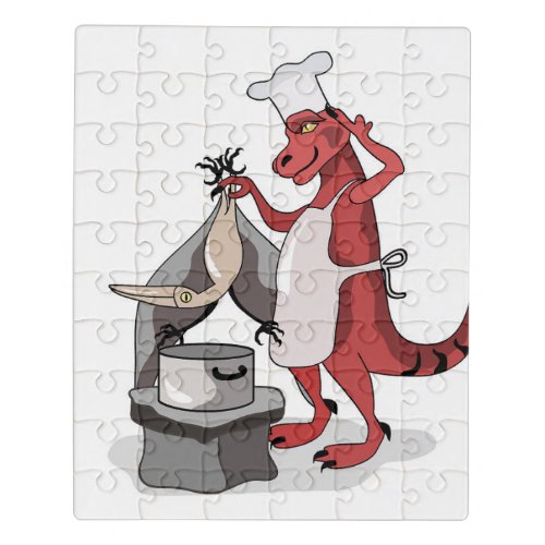 Illustration Of A Tyrannosaurus Rex Chef Cooking Jigsaw Puzzle