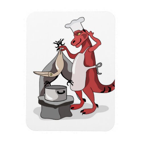 Illustration Of A Tyrannosaurus Rex Chef Cooking Magnet