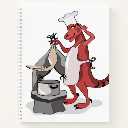 Illustration Of A Tyrannosaurus Rex Chef Cooking Notebook