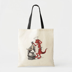 Illustration Of A Tyrannosaurus Rex Chef Cooking. Tote Bag