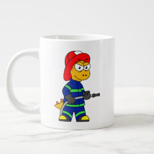 Illustration Of A Tyrannosaurus Rex Firefighter. Giant Coffee Mug