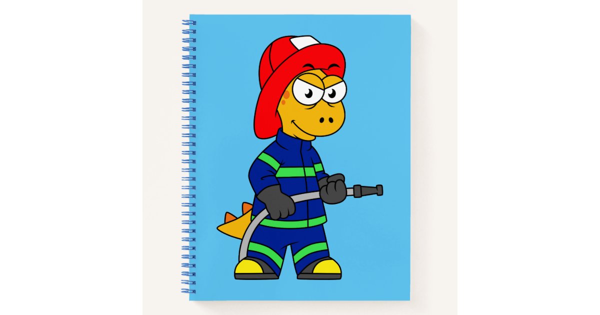 Illustration Of A Tyrannosaurus Rex Firefighter. Notebook | Zazzle