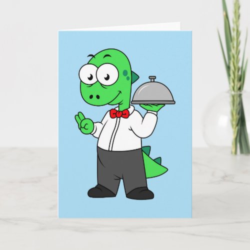 Illustration Of A Tyrannosaurus Rex Food Waiter Card
