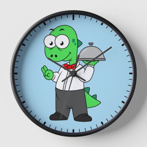 Illustration Of A Tyrannosaurus Rex Food Waiter Clock