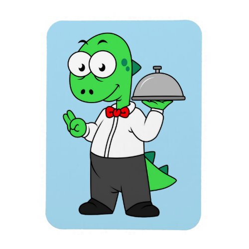 Illustration Of A Tyrannosaurus Rex Food Waiter Magnet