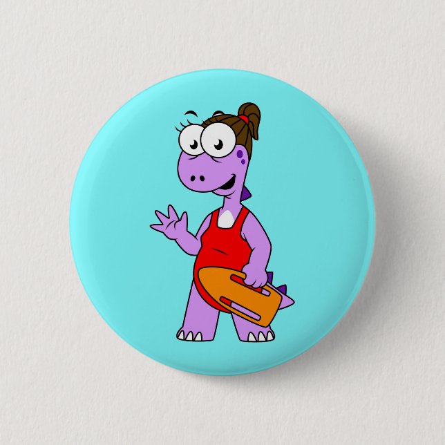 Illustration Of A Tyrannosaurus Rex Lifeguard. Button (Front)