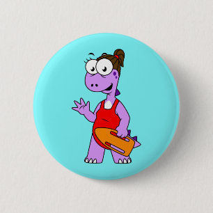 Illustration Of A Tyrannosaurus Rex Lifeguard. Button
