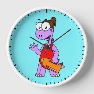 Illustration Of A Tyrannosaurus Rex Lifeguard. Clock