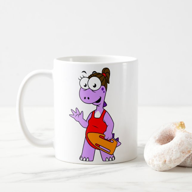 Illustration Of A Tyrannosaurus Rex Lifeguard. Coffee Mug (With Donut)