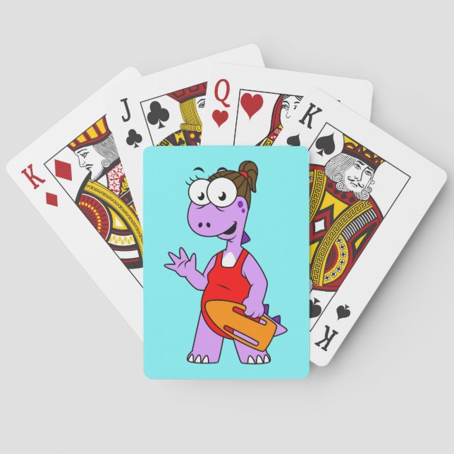 Illustration Of A Tyrannosaurus Rex Lifeguard. Poker Cards (Back)