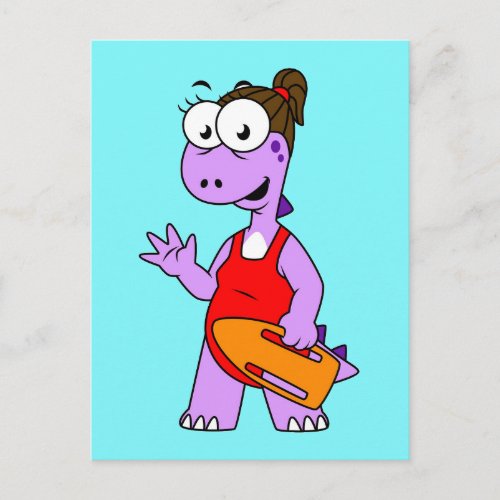 Illustration Of A Tyrannosaurus Rex Lifeguard Postcard