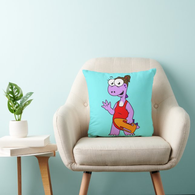 Illustration Of A Tyrannosaurus Rex Lifeguard. Throw Pillow (Chair)